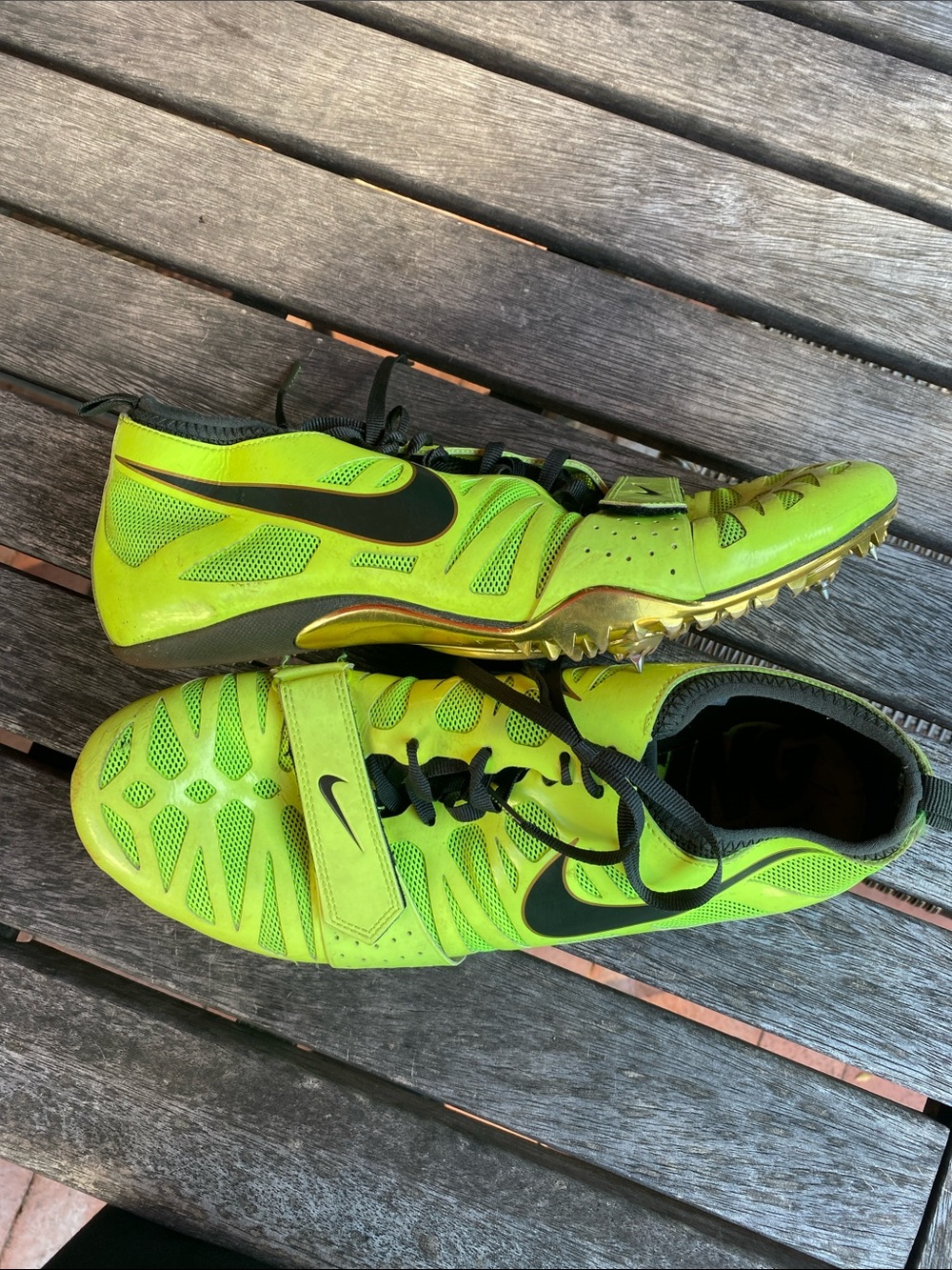 Nike Lime Green and Black Track Spikes